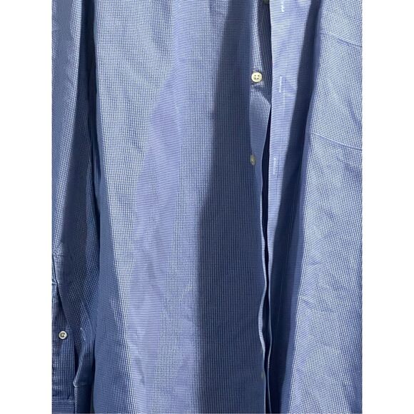 Peter Millar 17 L  Blue Checkered Button-Down Dress Shirt Long Sleeve Cotton - Picture 3 of 4
